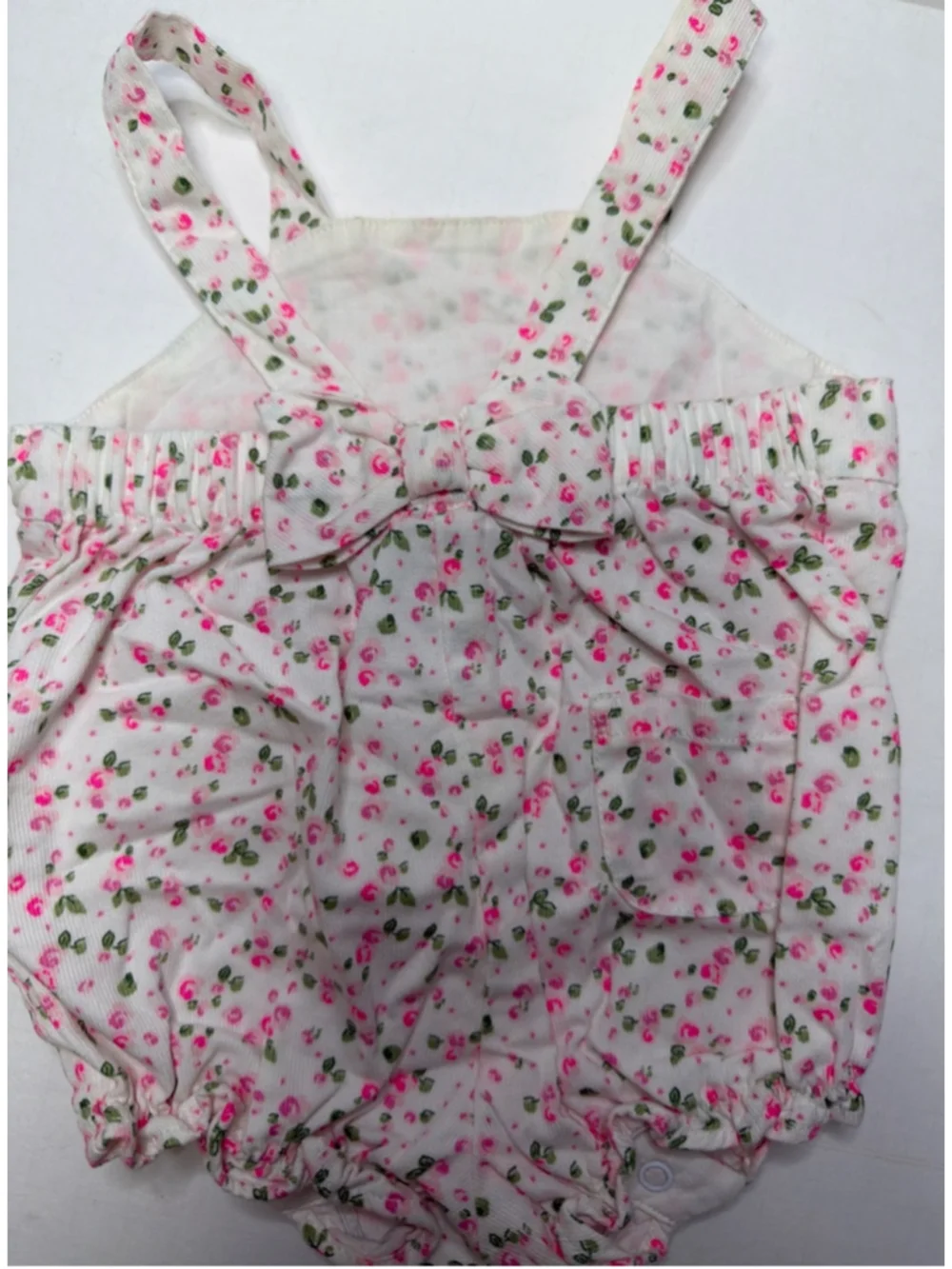 Baby Girl Janie and Jack White Pink Floral Bubble Romper Newborn 0-3 Months